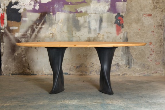 table made of wood and rubber