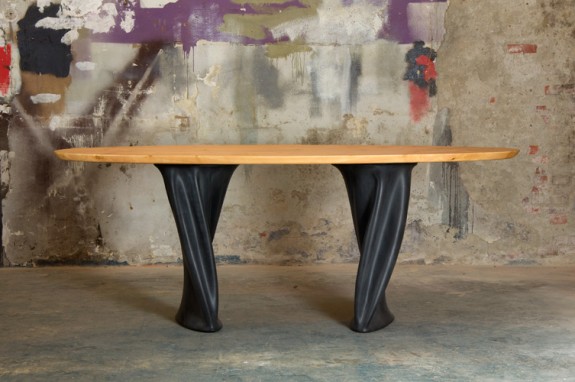 table made of wood and rubber