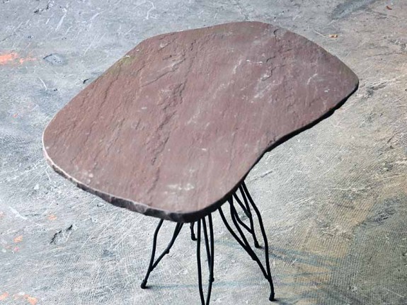 side table made of natural stone an