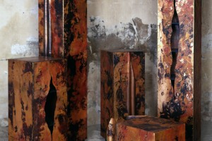 cupboards made of patinated copper