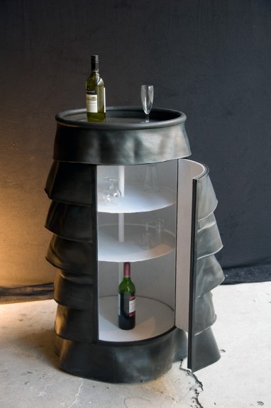 liquor cabinet covered with rubber